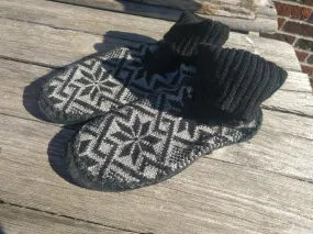 100 Biolana Knitted Wool Slippers Huettenschuhe with Leather Sole House Shoes