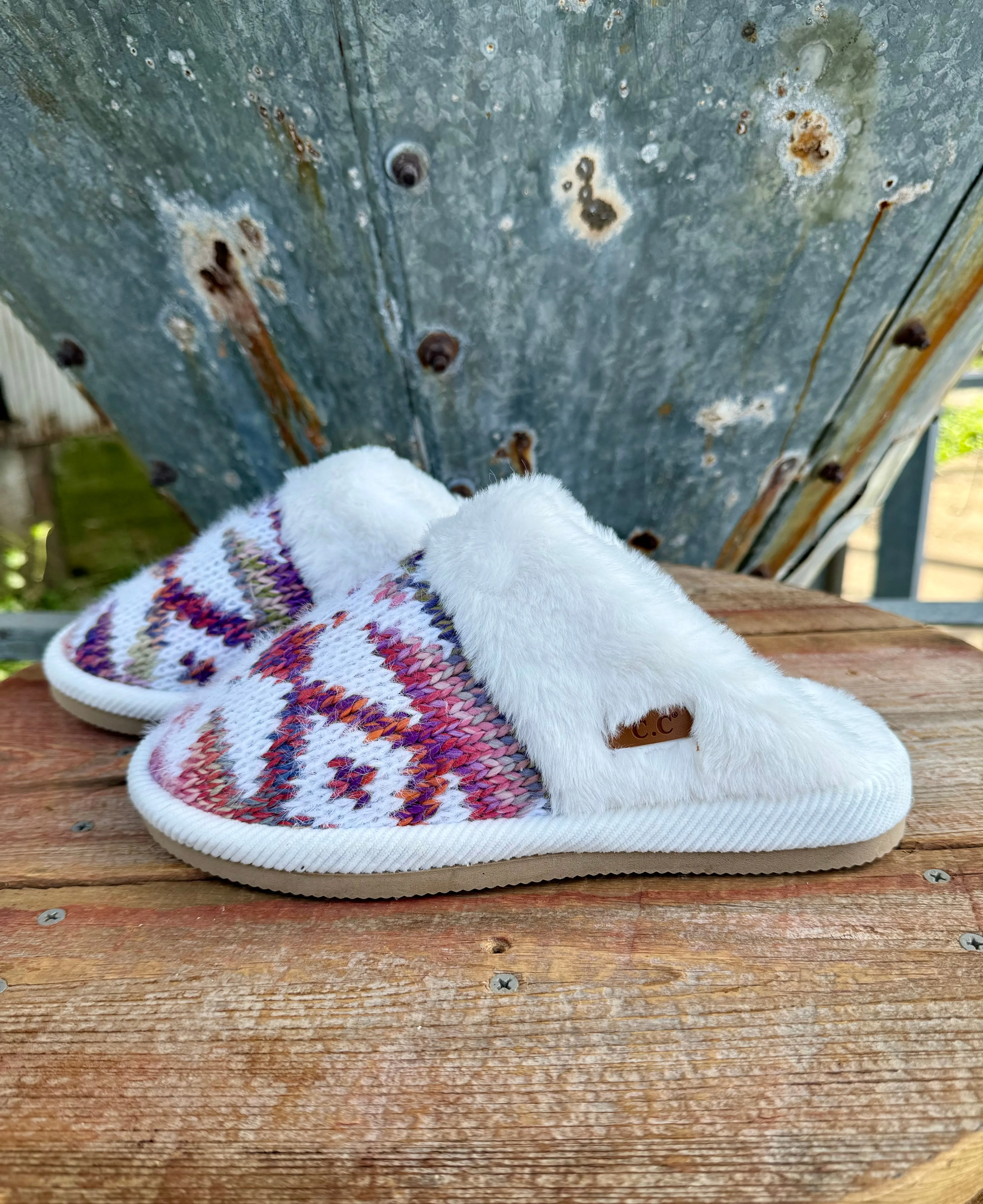 Aztec Crochet Rose Ombré Slippers