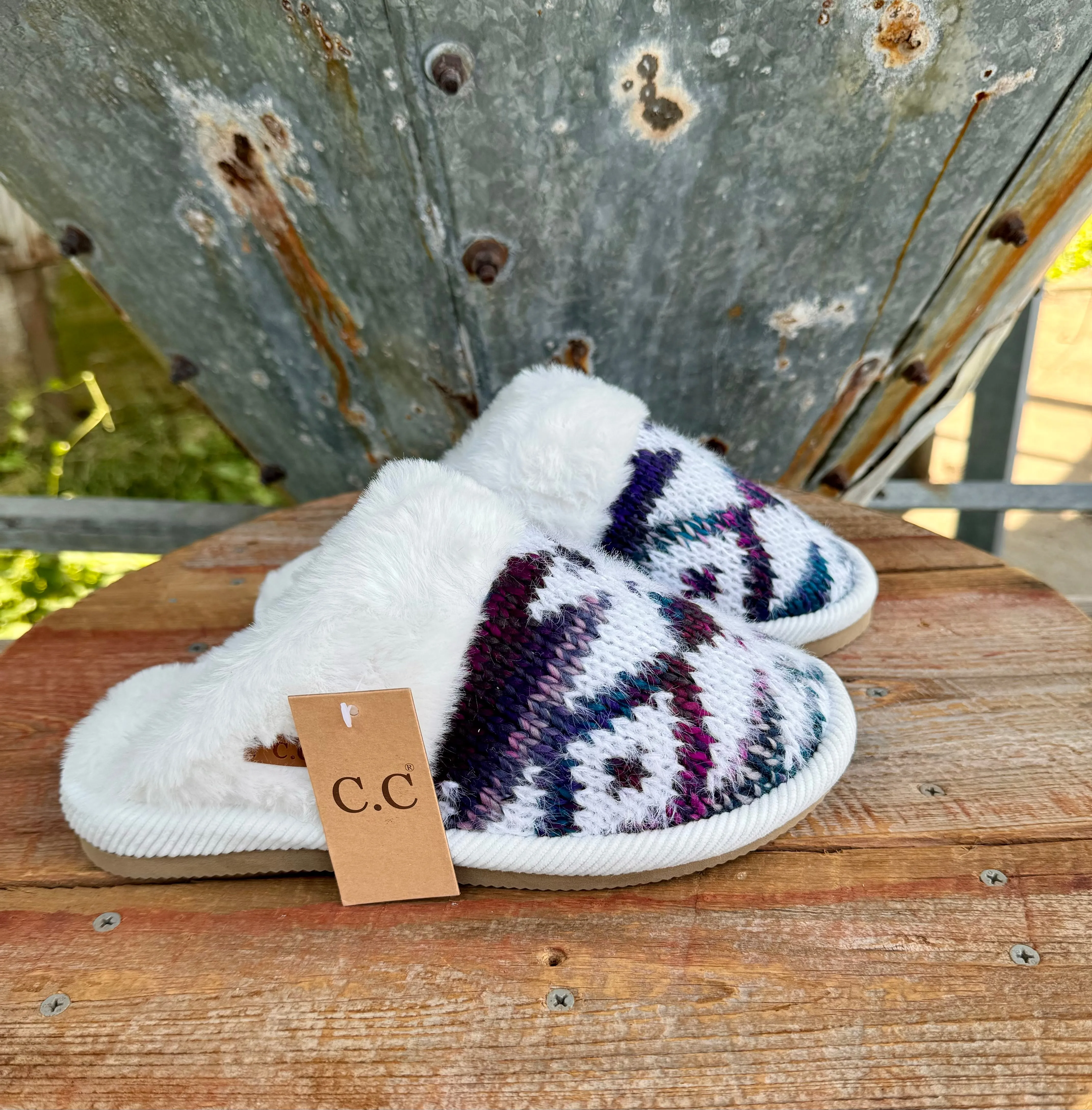 Aztec Crochet Rose Ombré Slippers