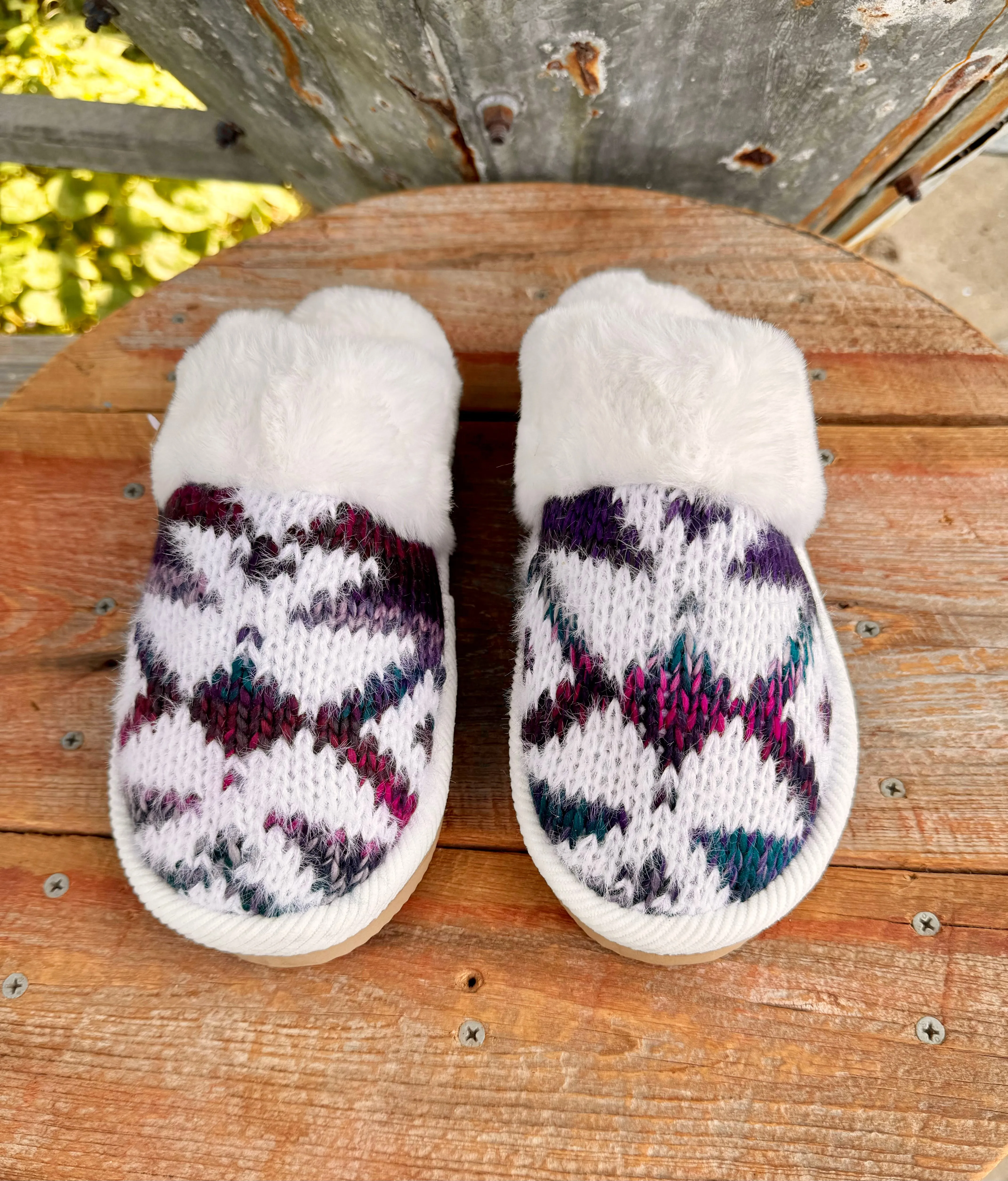 Aztec Crochet Rose Ombré Slippers