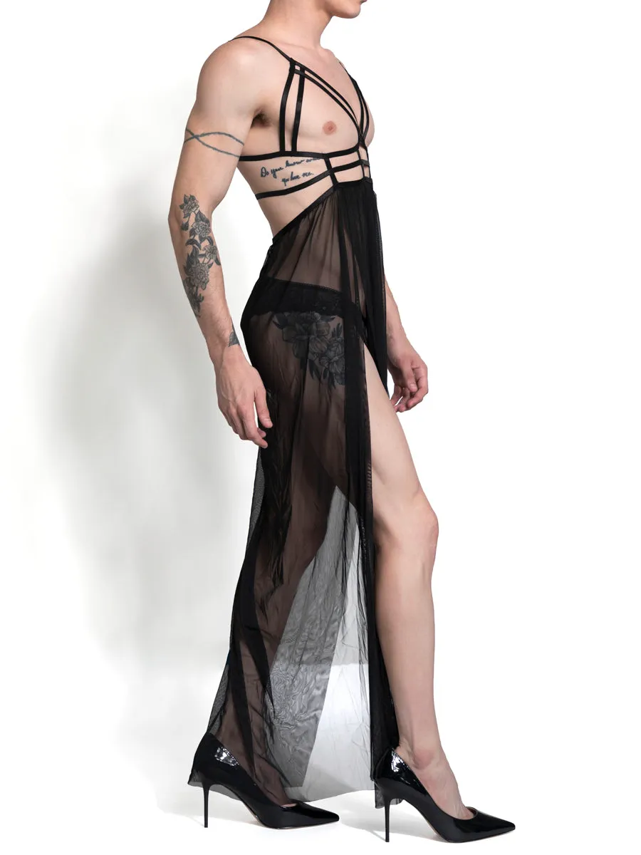 Cage Strap Mesh Gown