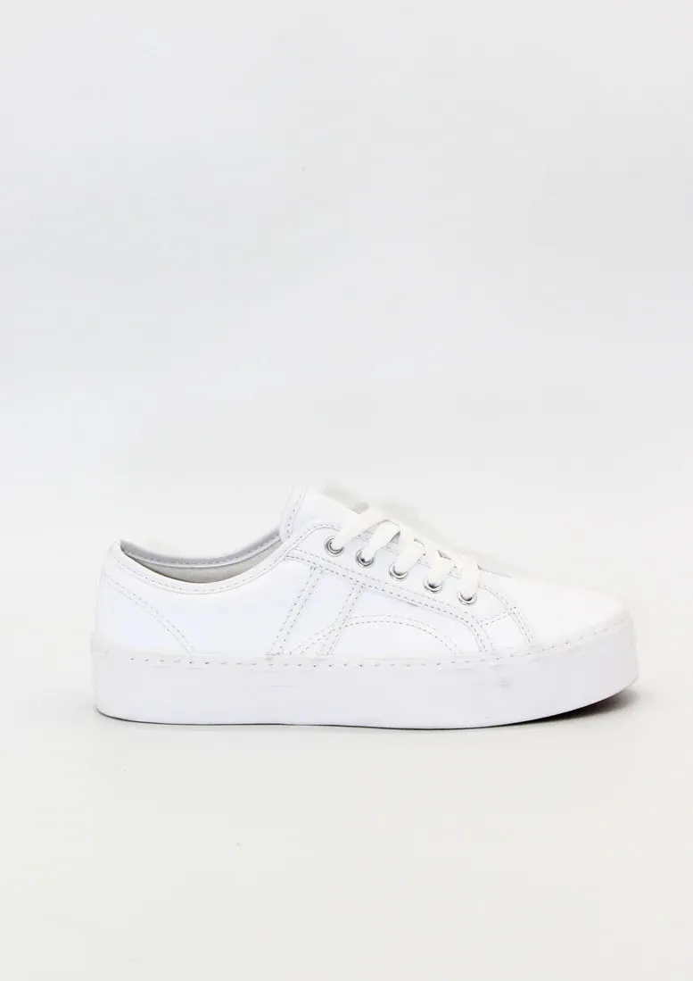 Cass Leather Flatform Sneakers || White Leather