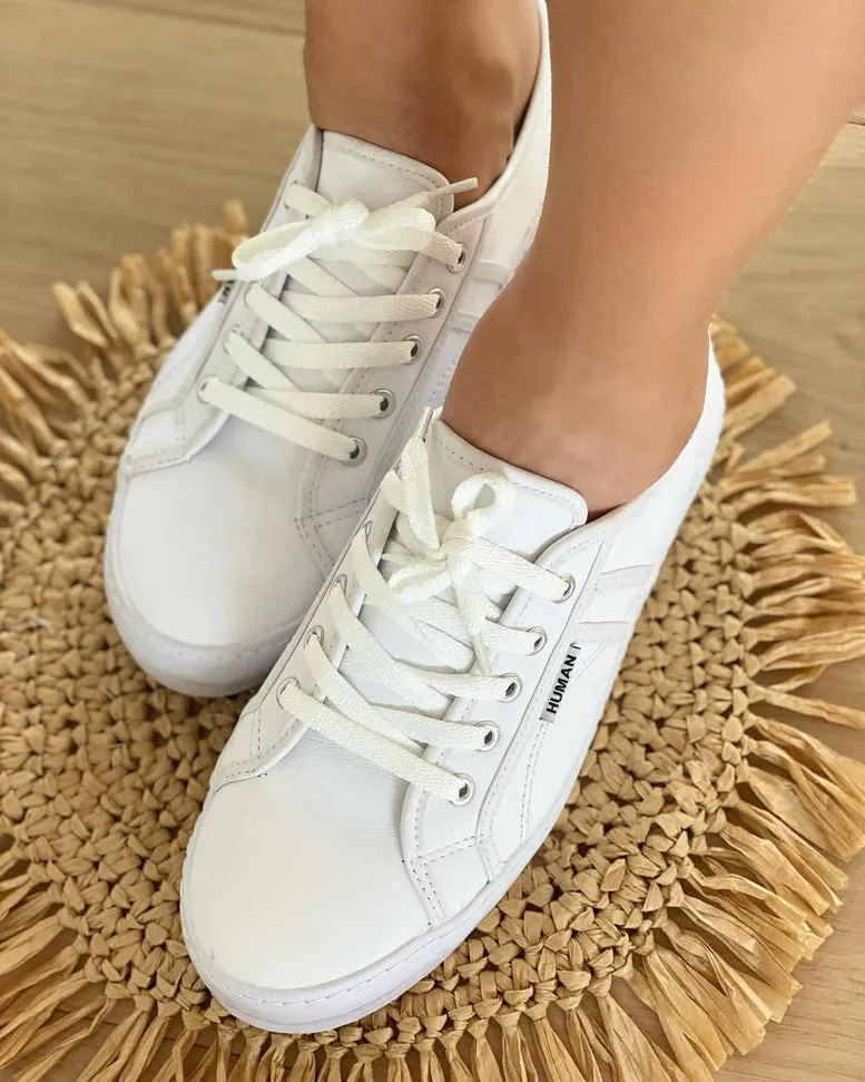 Cass Leather Flatform Sneakers || White Leather