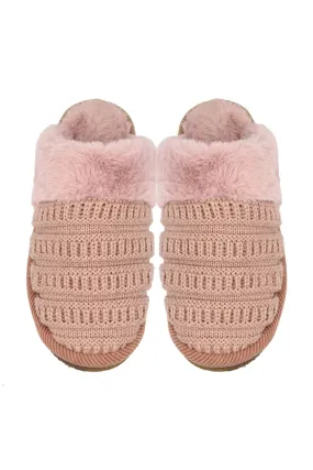 C.C. Rib Pattern Knitted Slippers for Women in Rose | SPE020A-ROSE