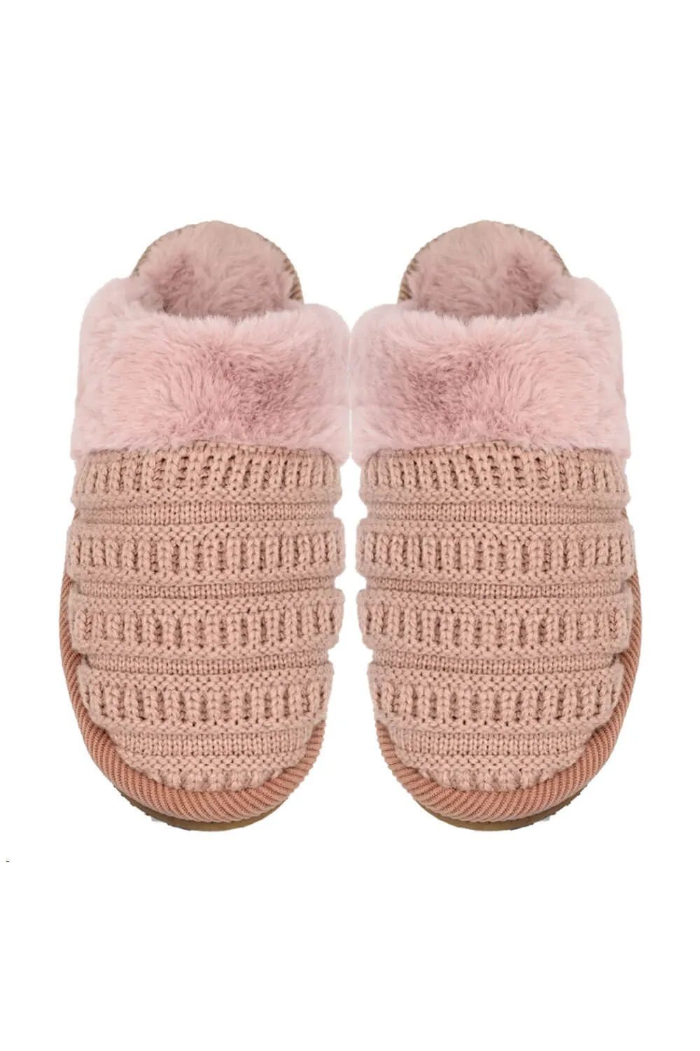 C.C. Rib Pattern Knitted Slippers for Women in Rose | SPE020A-ROSE