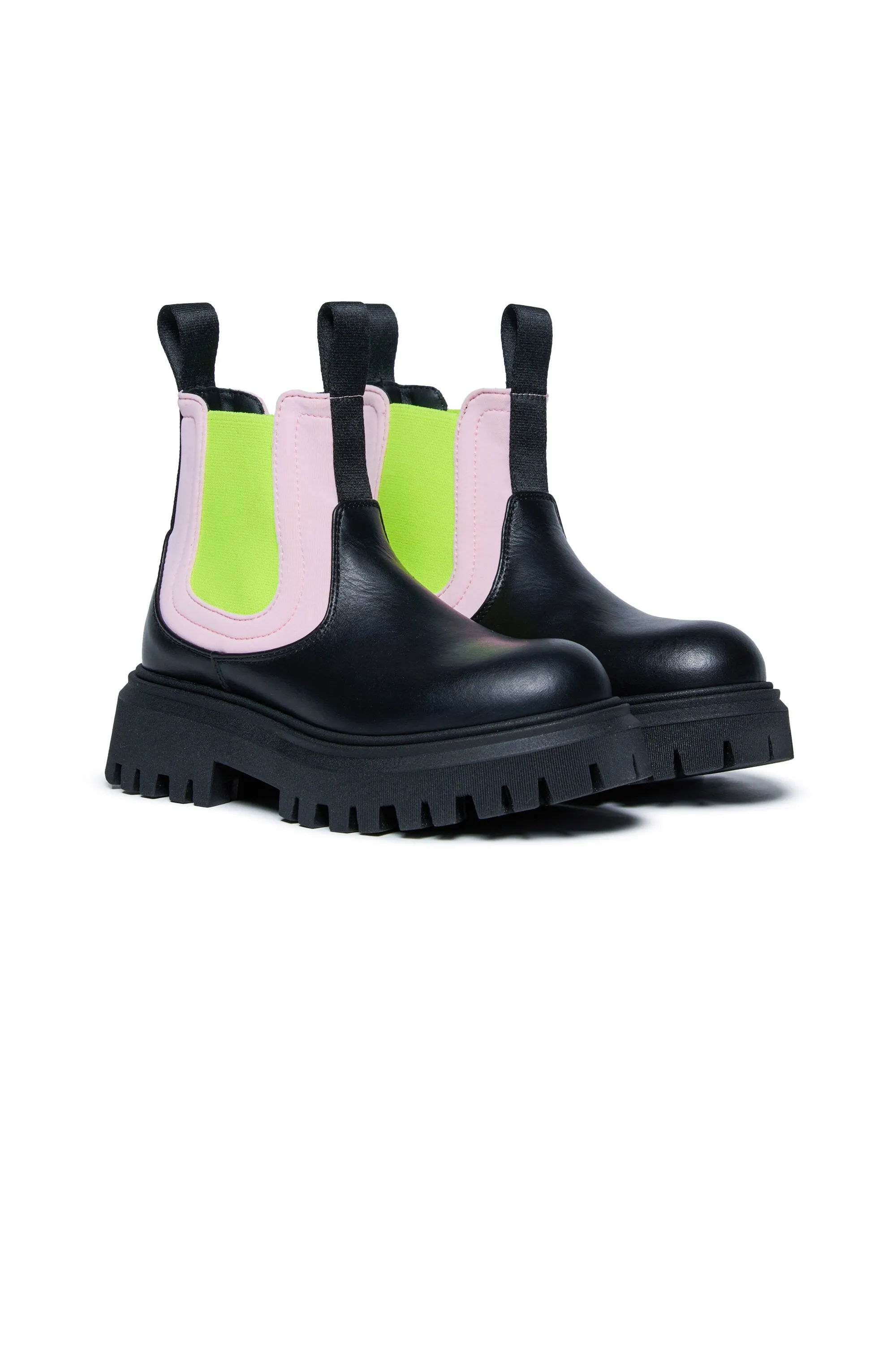 Chelsea boots with neon elastic