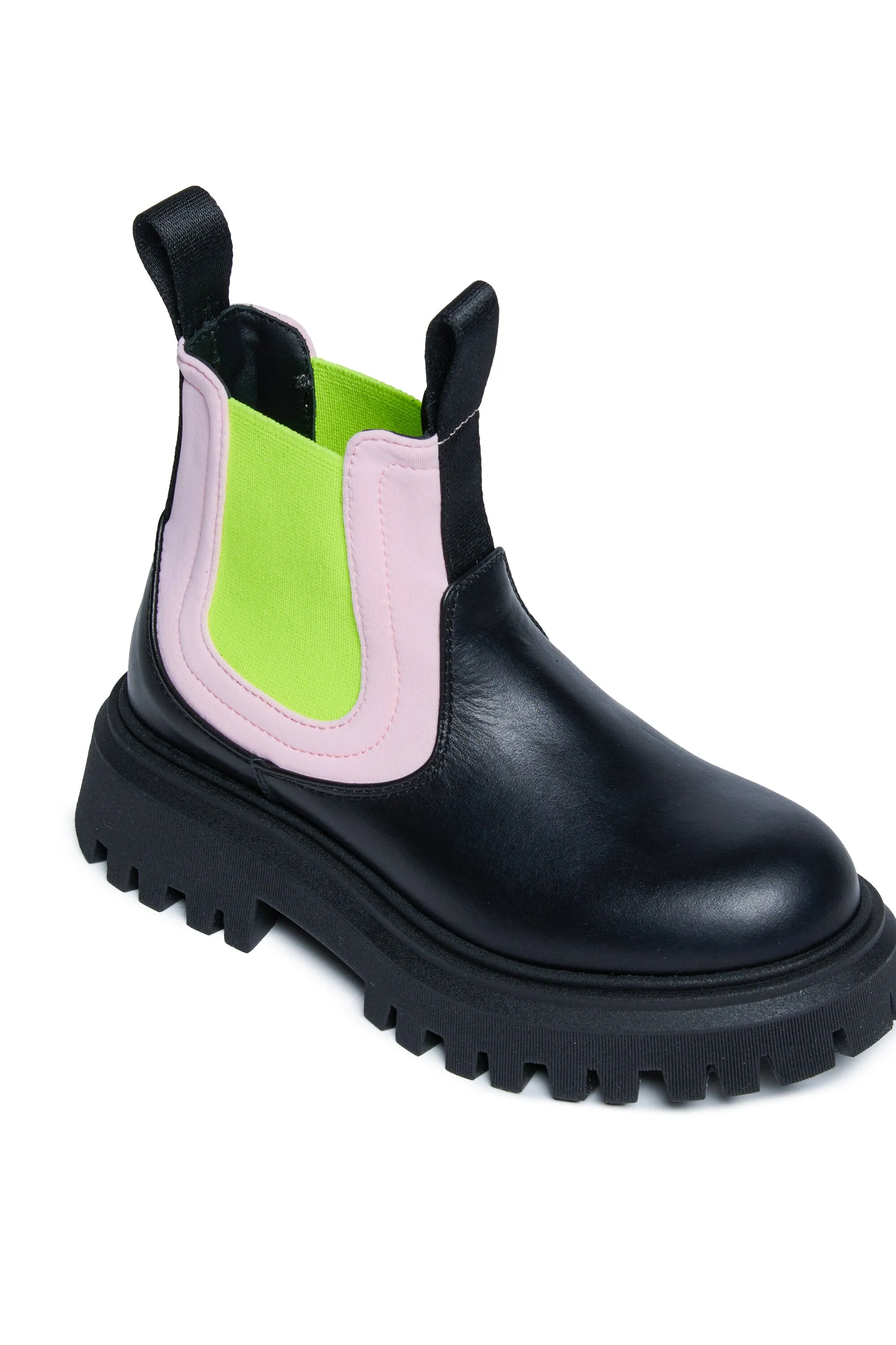 Chelsea boots with neon elastic