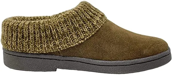 Clarks knitted Collar Winter Clog Slippers SAGE (10, SAGE)