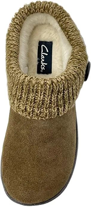 Clarks knitted Collar Winter Clog Slippers SAGE (10, SAGE)