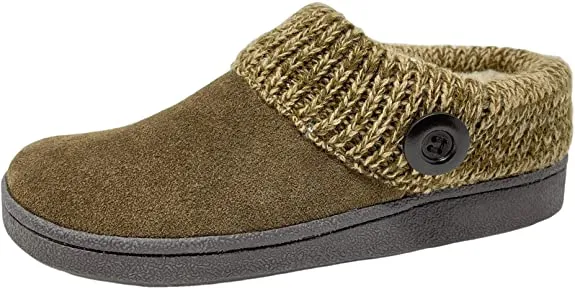 Clarks knitted Collar Winter Clog Slippers SAGE (10, SAGE)