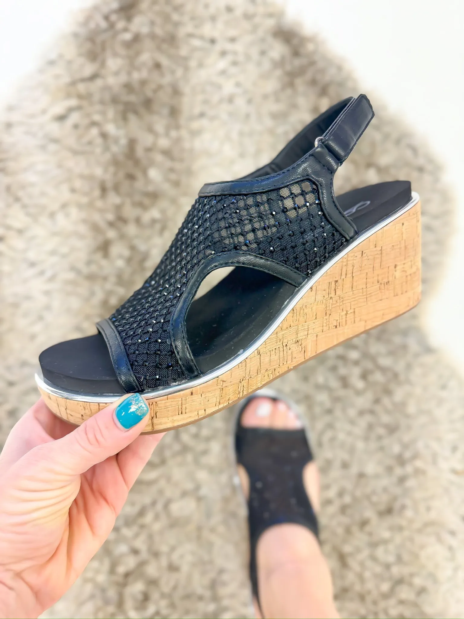Corky's Black Mesh Carley Sandals