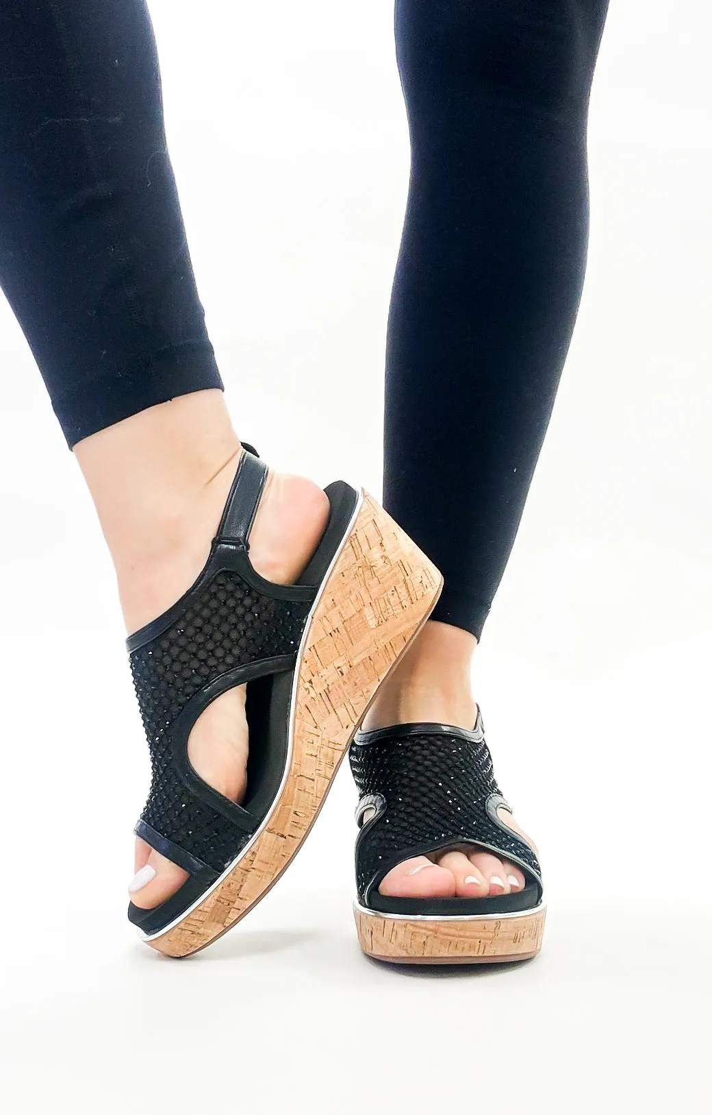 Corky's Black Mesh Carley Sandals
