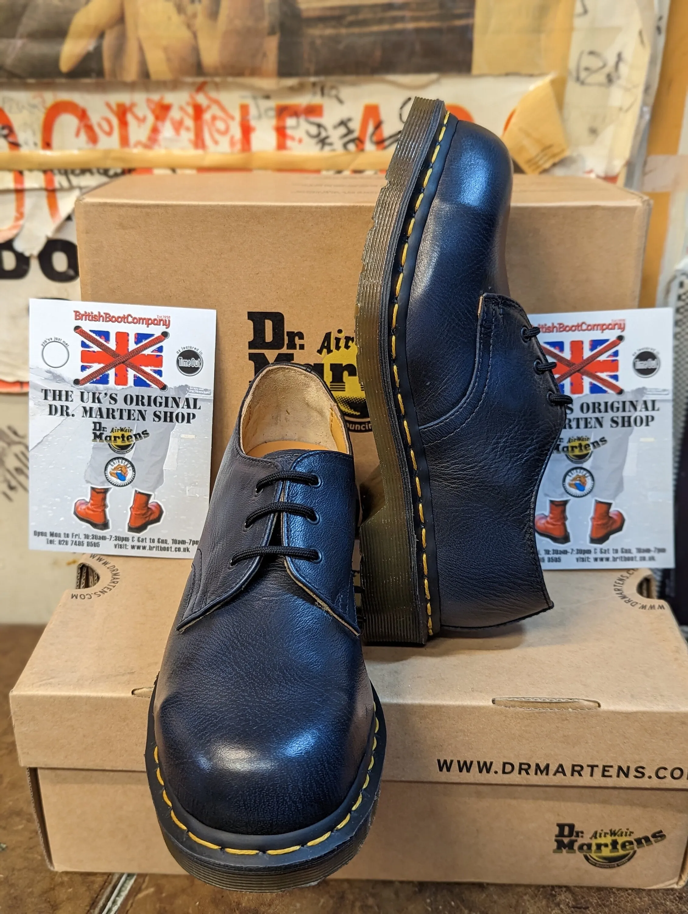 Dr Martens 1925 Indigo Leather Steel Toes 3 Hole, Rare Shoes, Size UK 3 to 6 available