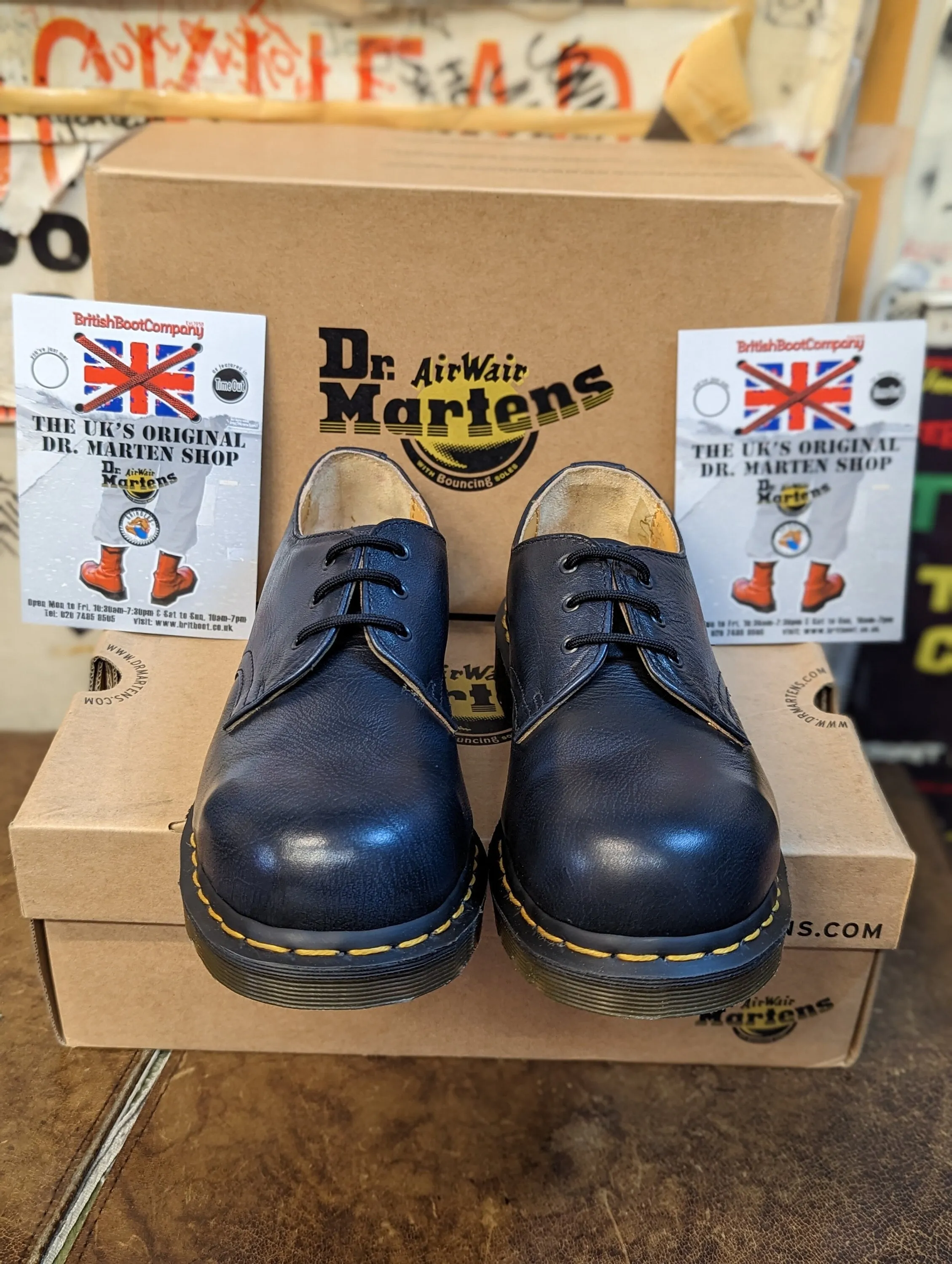 Dr Martens 1925 Indigo Leather Steel Toes 3 Hole, Rare Shoes, Size UK 3 to 6 available
