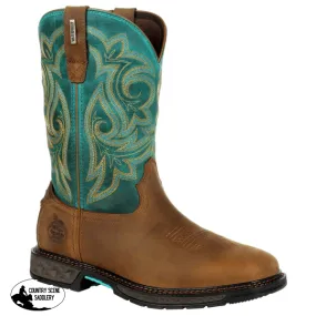 Georgia Carbo-Tec Waterproof Turquoise Pull on Womens Western Boots