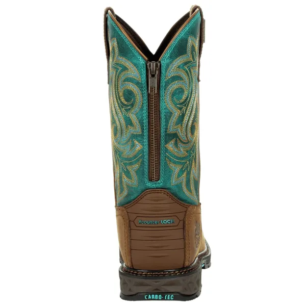 Georgia Carbo-Tec Waterproof Turquoise Pull on Womens Western Boots