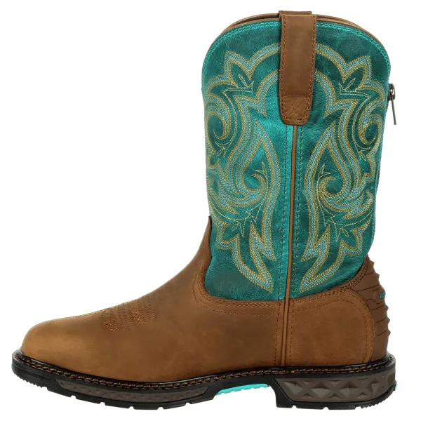 Georgia Carbo-Tec Waterproof Turquoise Pull on Womens Western Boots