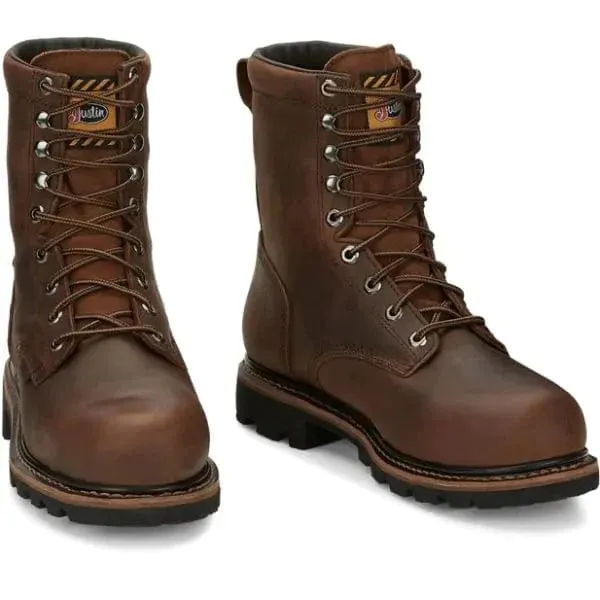 Justin Men’s Pulley Waterproof  lace Up Comp Toe & MetGuard Boot