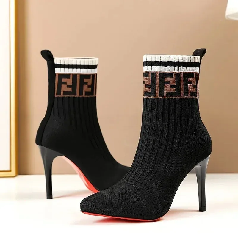 Laila Pointed High-heeled Elastic Ankle Boots