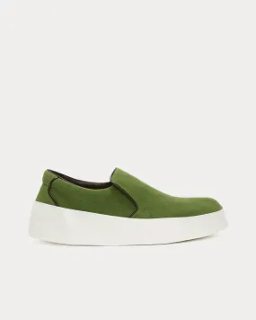 Leather Green Slip On Sneakers