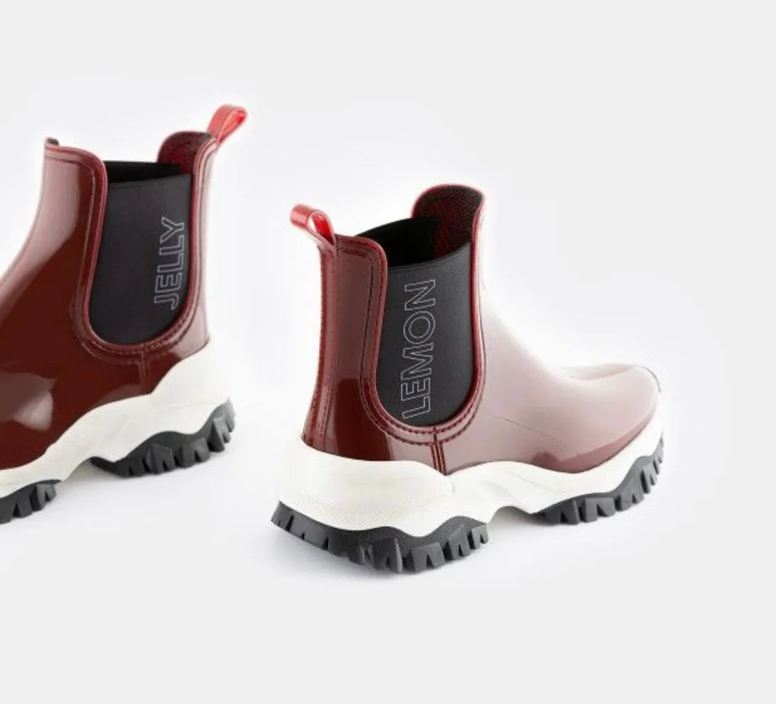 Lemon Jelly Jayden 14 Borgonha Burgundy Chelsea Ankle Vegan Rain Boots Made In Portugal