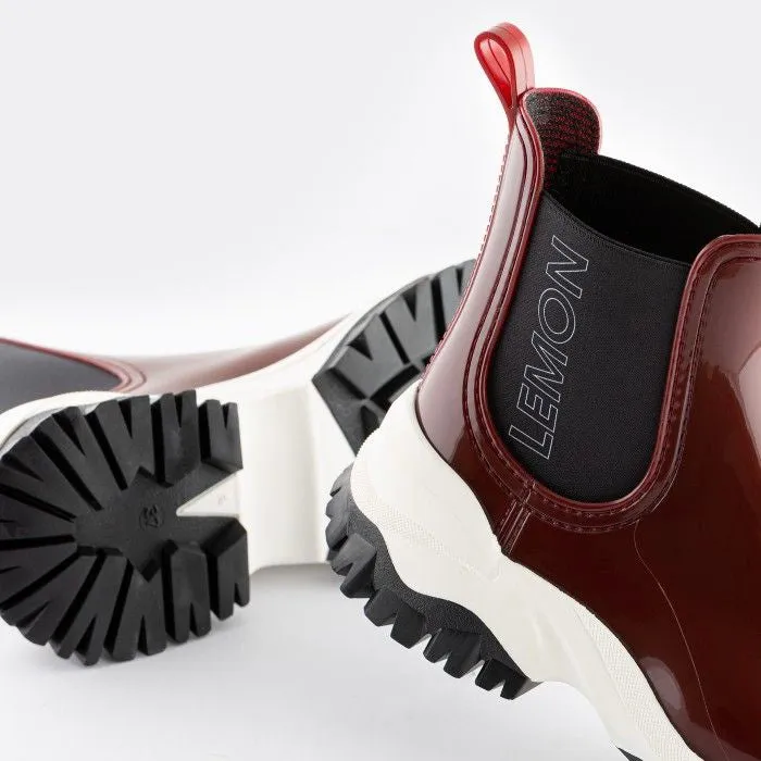 Lemon Jelly Jayden 14 Borgonha Burgundy Chelsea Ankle Vegan Rain Boots Made In Portugal