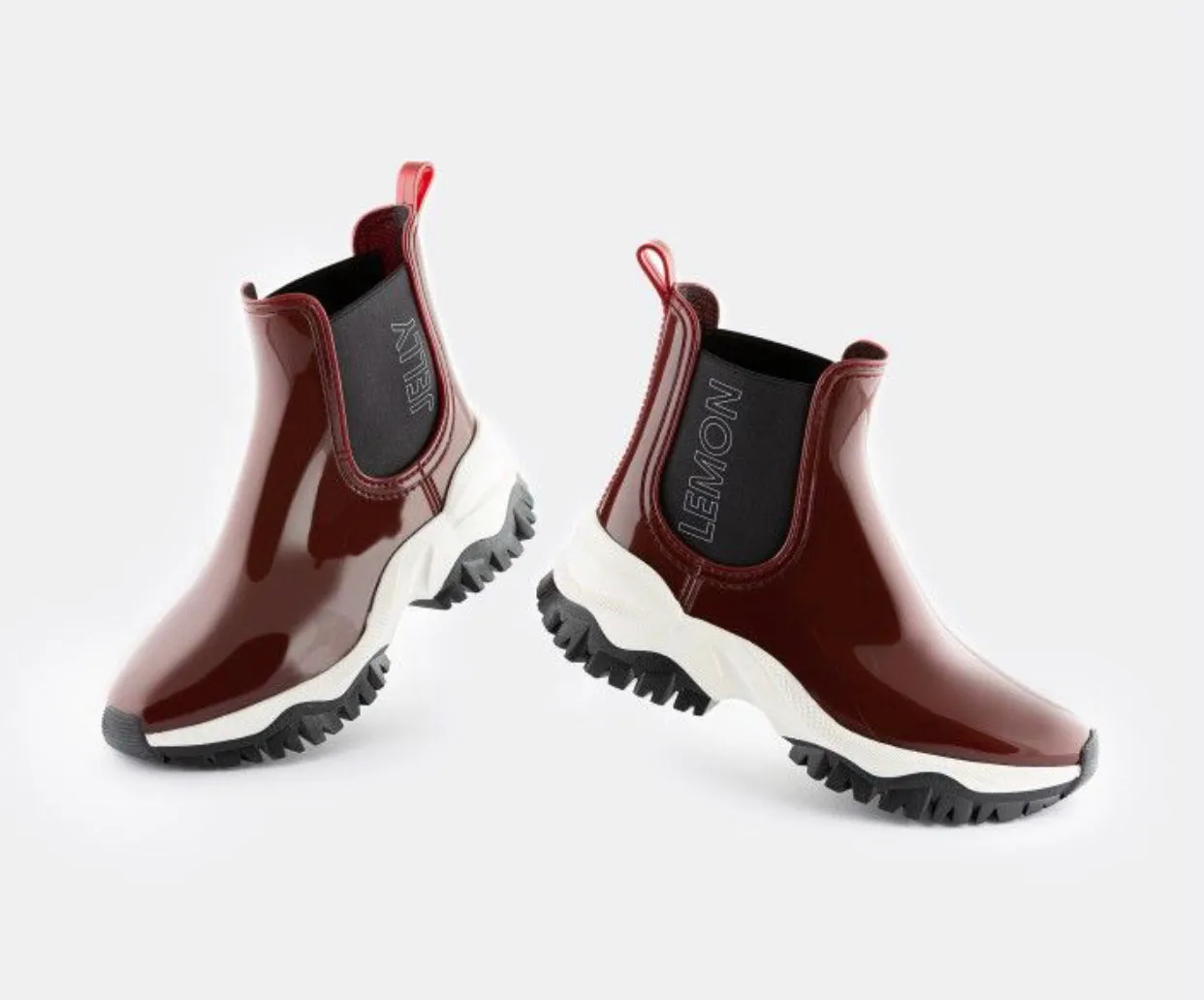 Lemon Jelly Jayden 14 Borgonha Burgundy Chelsea Ankle Vegan Rain Boots Made In Portugal