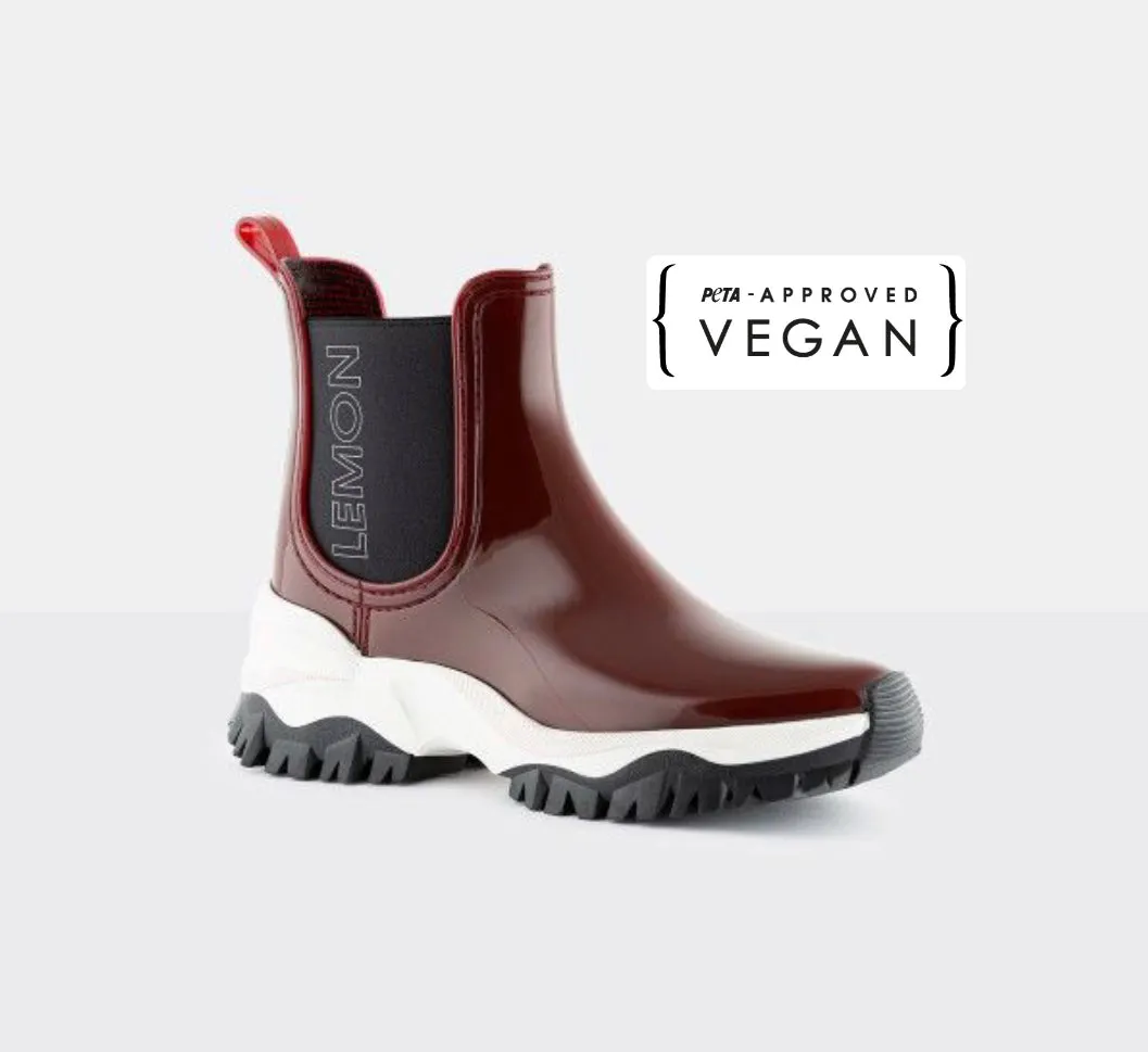 Lemon Jelly Jayden 14 Borgonha Burgundy Chelsea Ankle Vegan Rain Boots Made In Portugal