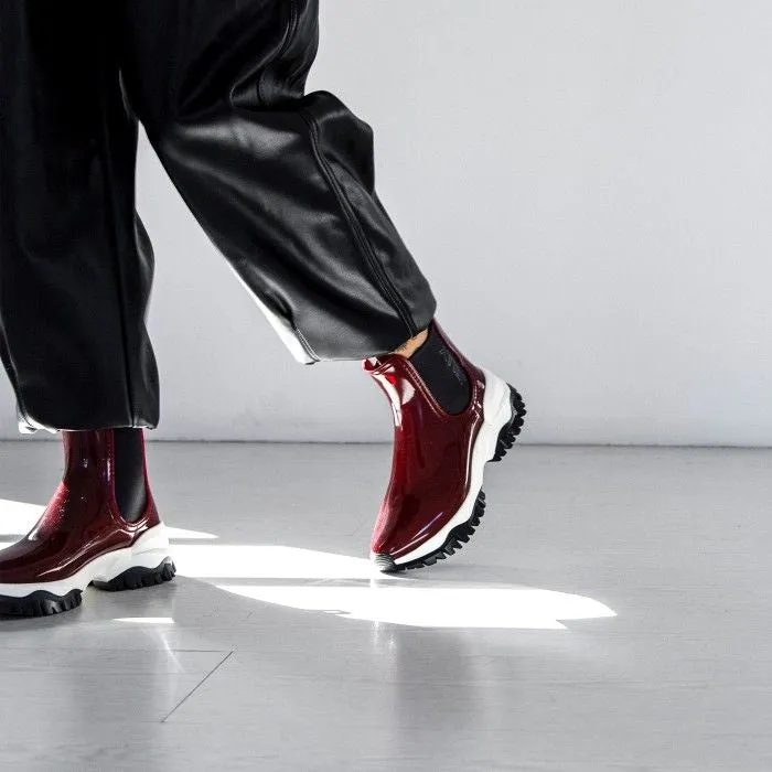 Lemon Jelly Jayden 14 Borgonha Burgundy Chelsea Ankle Vegan Rain Boots Made In Portugal