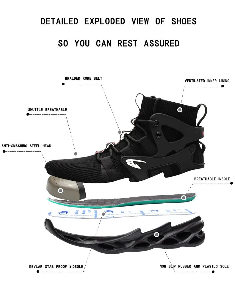 Male Work Boots Indestructible Safety Shoes Men Steel Toe Shoes
