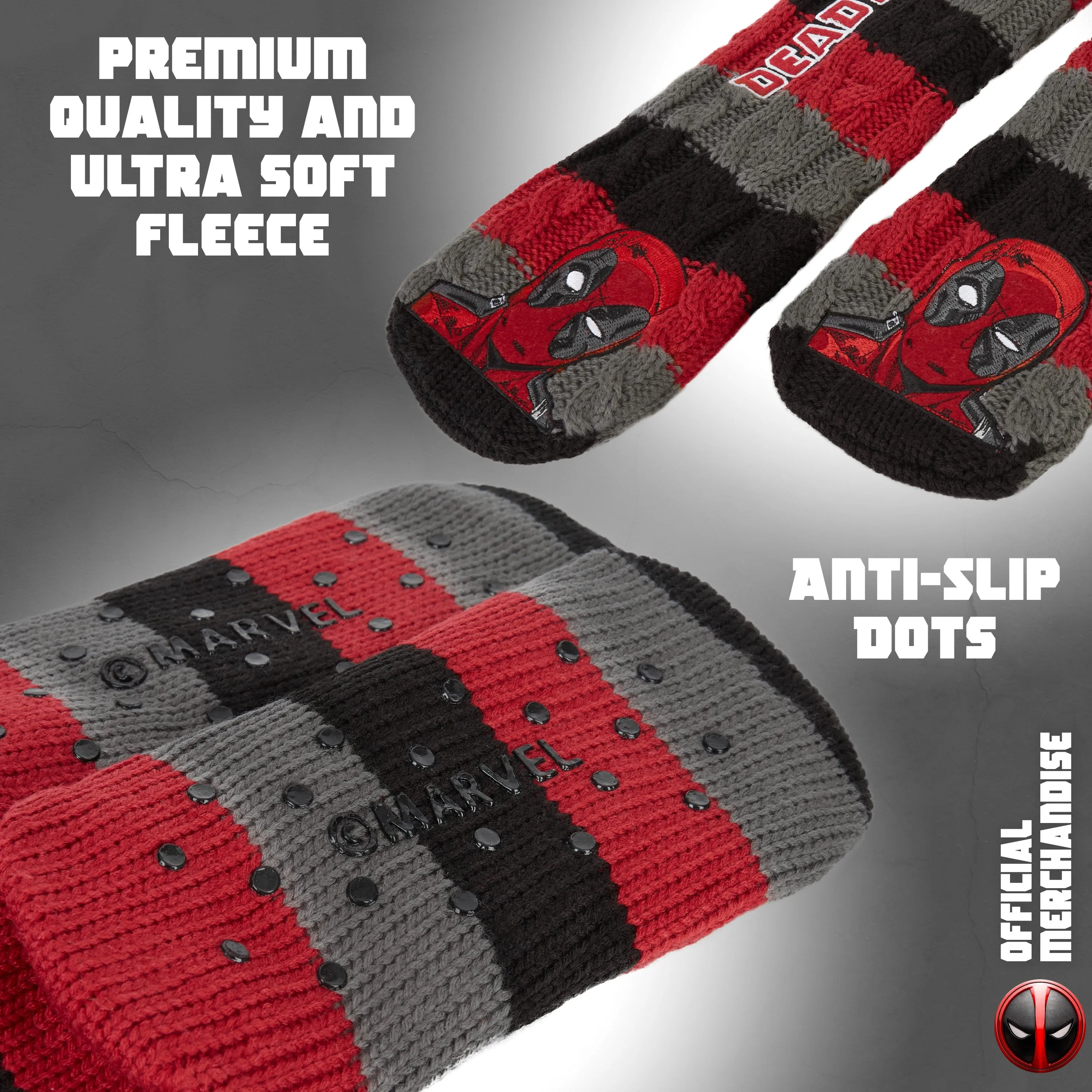 Marvel Fluffy Socks, Mens Slipper Socks, Deadpool Warm Knitted Socks