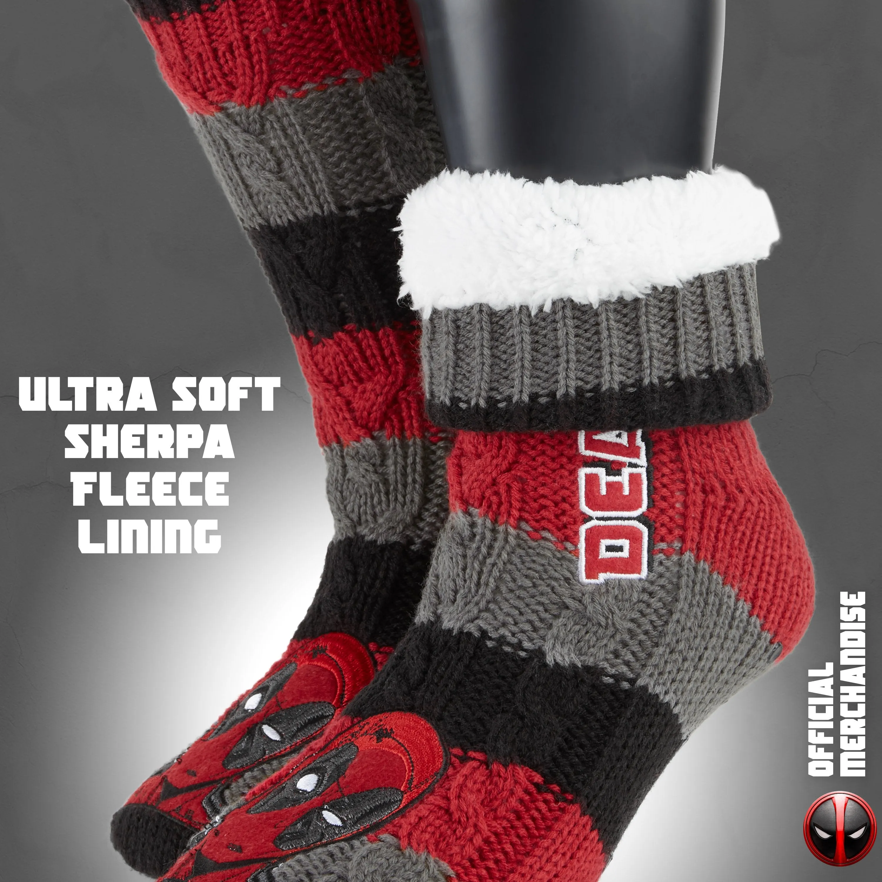 Marvel Fluffy Socks, Mens Slipper Socks, Deadpool Warm Knitted Socks