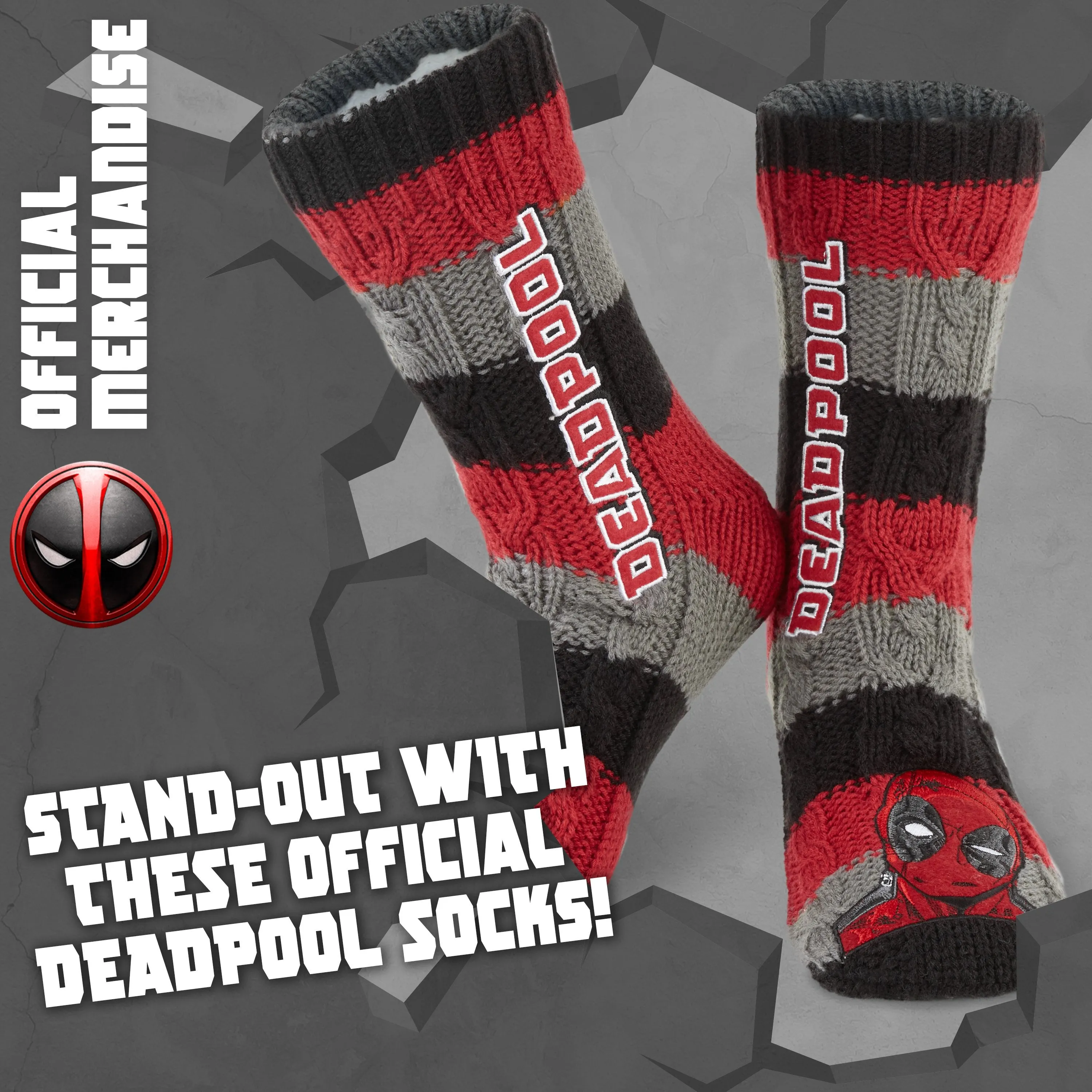 Marvel Fluffy Socks, Mens Slipper Socks, Deadpool Warm Knitted Socks