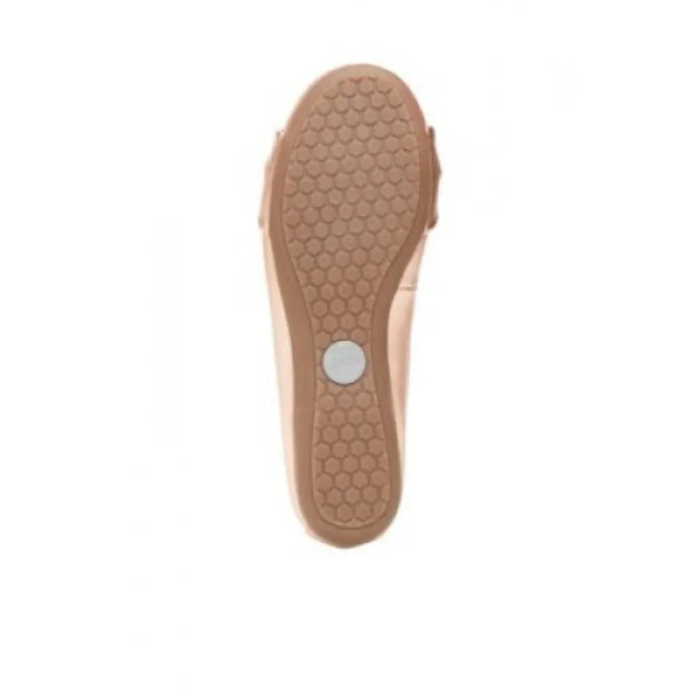 Me Too Women's Jaci Champagne Leather Perforated Ballerina Flat