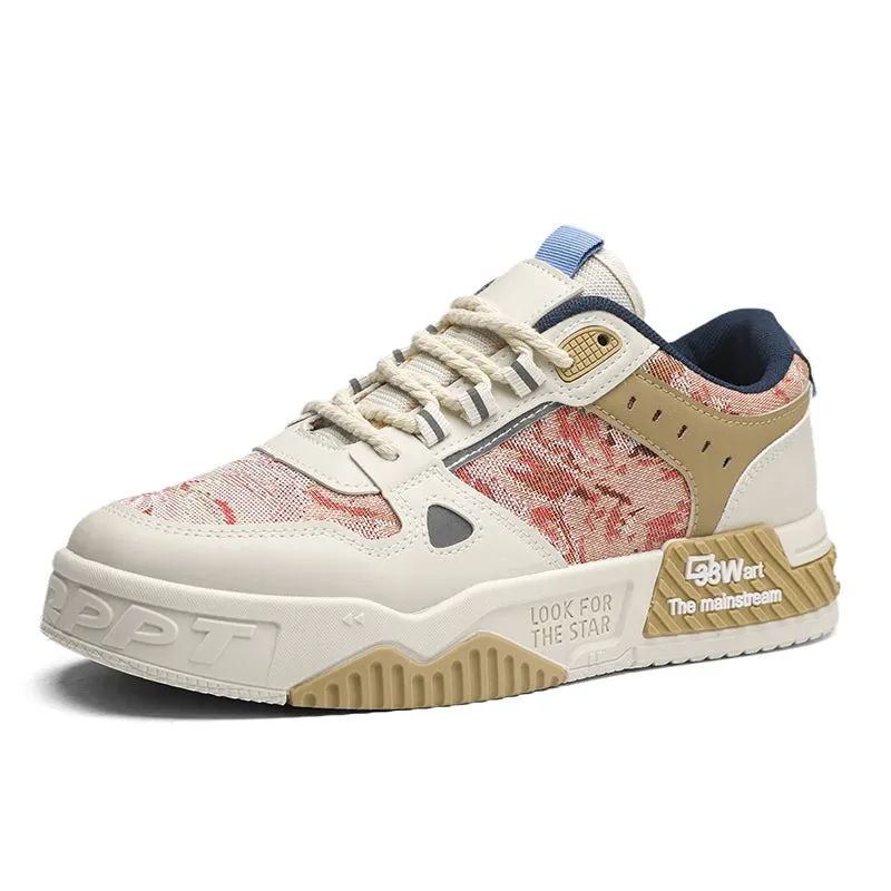 Men Casual Shoes Leather Mesh Sneakers