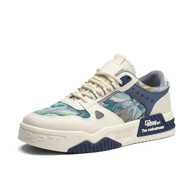 Men Casual Shoes Leather Mesh Sneakers