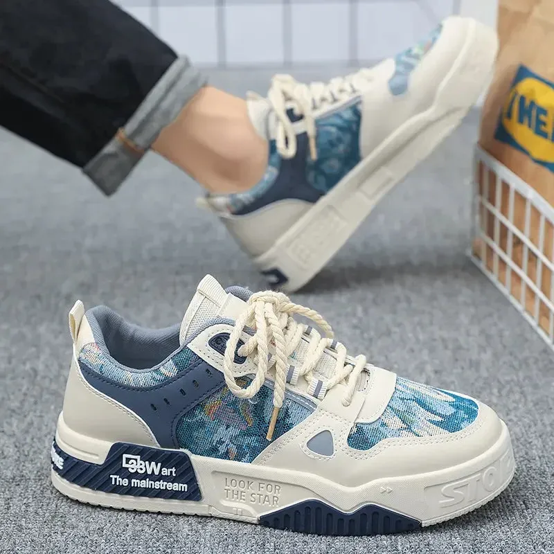 Men Casual Shoes Leather Mesh Sneakers
