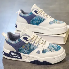 Men Casual Shoes Leather Mesh Sneakers