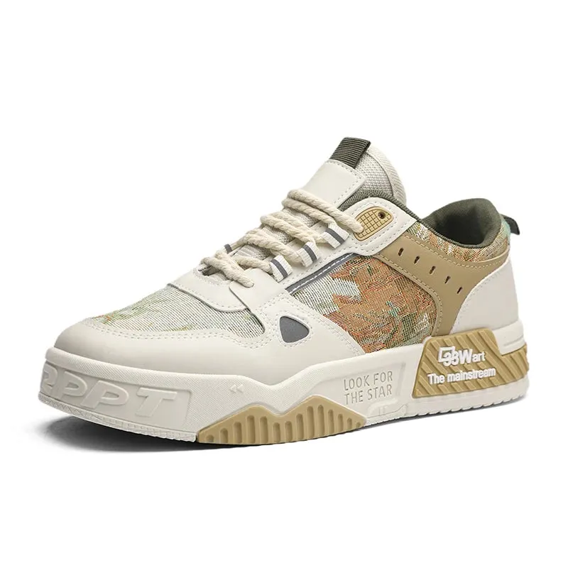 Men Casual Shoes Leather Mesh Sneakers