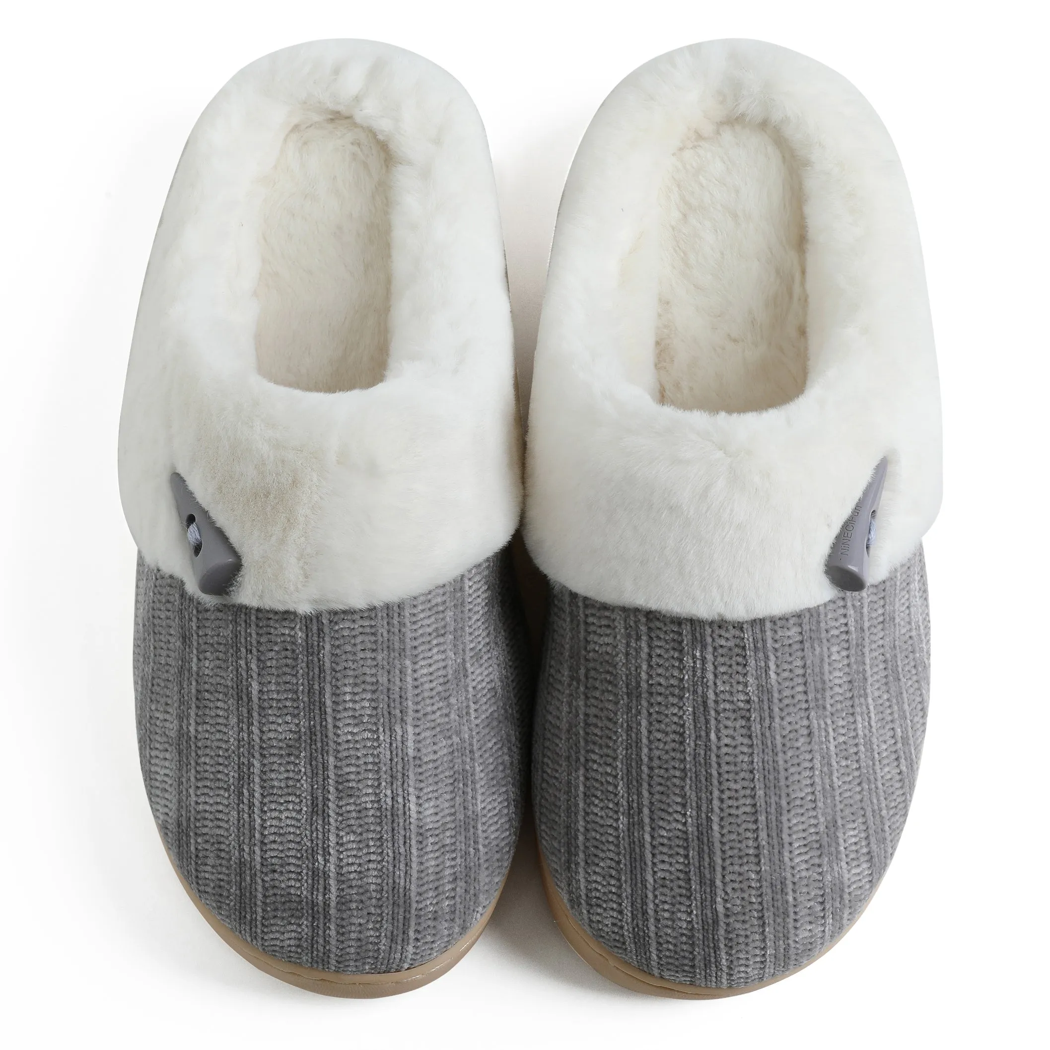 NineCiFun Women's Slip on Fuzzy Slippers Outdoor House Slippers Fur Lined