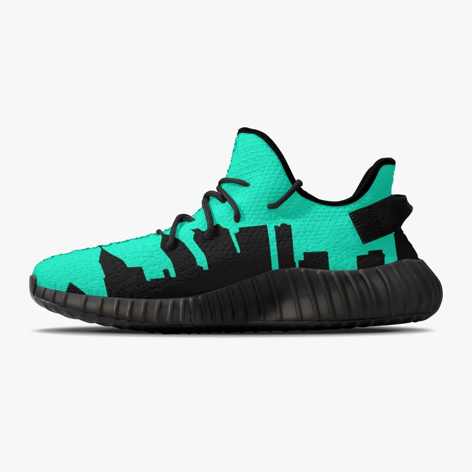 Officially Sexy Sea Green & Black Atlanta Skyline Adult Unisex Mesh Knit Sneakers