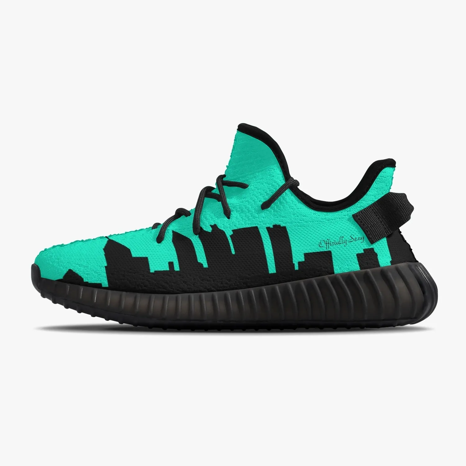 Officially Sexy Sea Green & Black Atlanta Skyline Adult Unisex Mesh Knit Sneakers