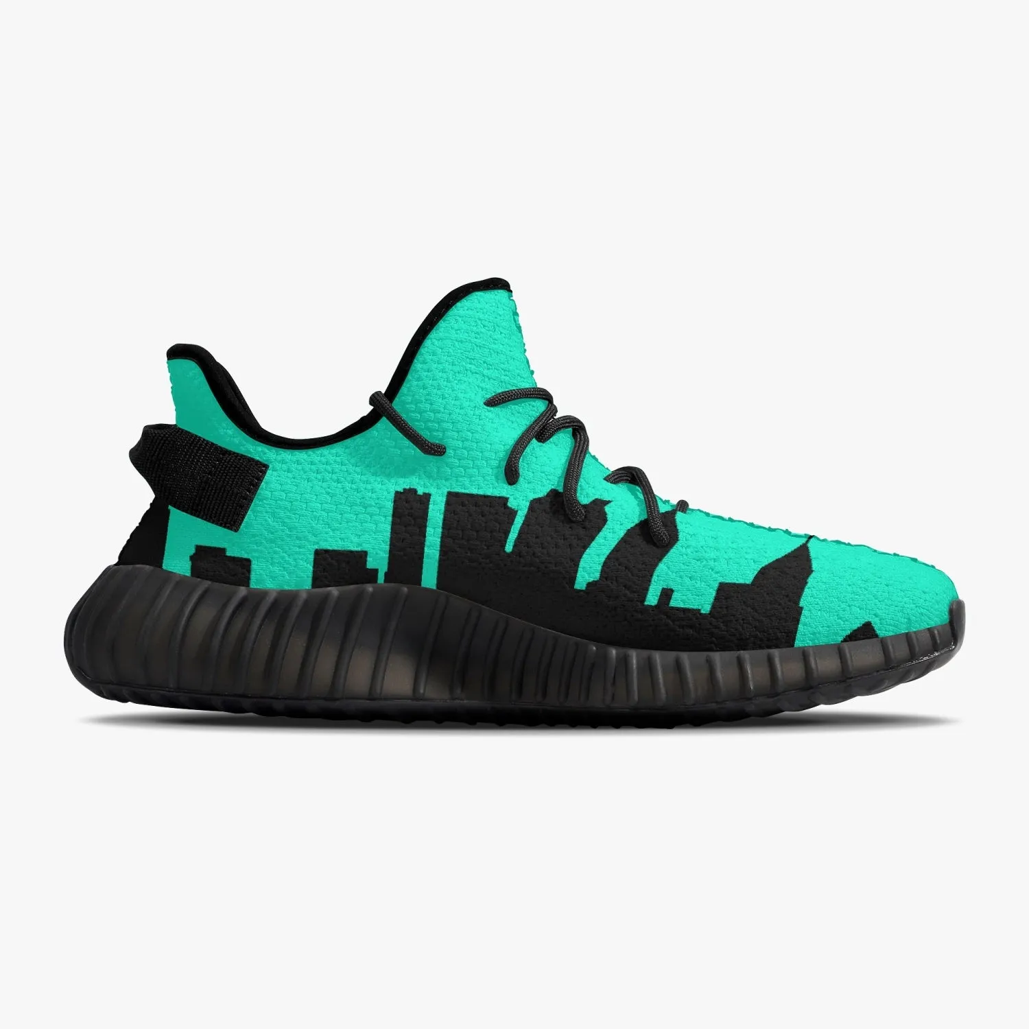 Officially Sexy Sea Green & Black Atlanta Skyline Adult Unisex Mesh Knit Sneakers