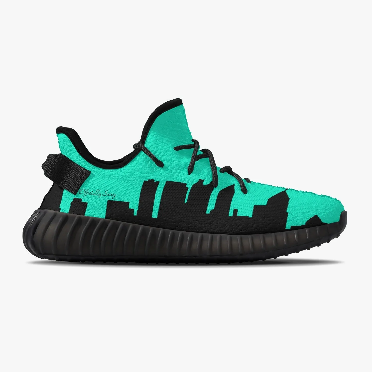 Officially Sexy Sea Green & Black Atlanta Skyline Adult Unisex Mesh Knit Sneakers