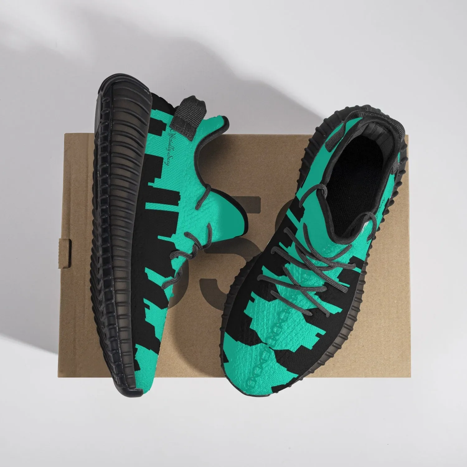 Officially Sexy Sea Green & Black Atlanta Skyline Adult Unisex Mesh Knit Sneakers