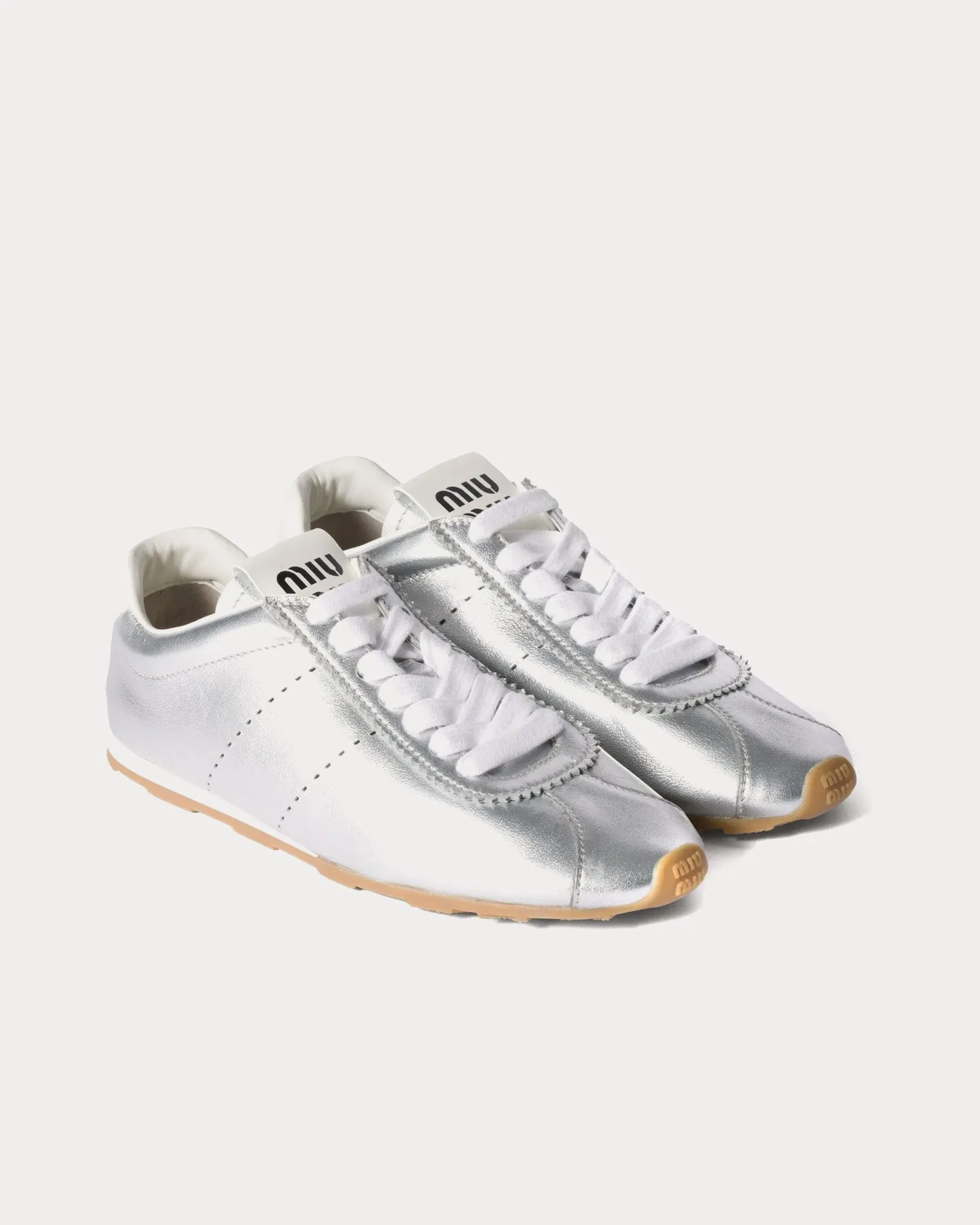 Plume Mordoré Calfskin Silver Low Top Sneakers