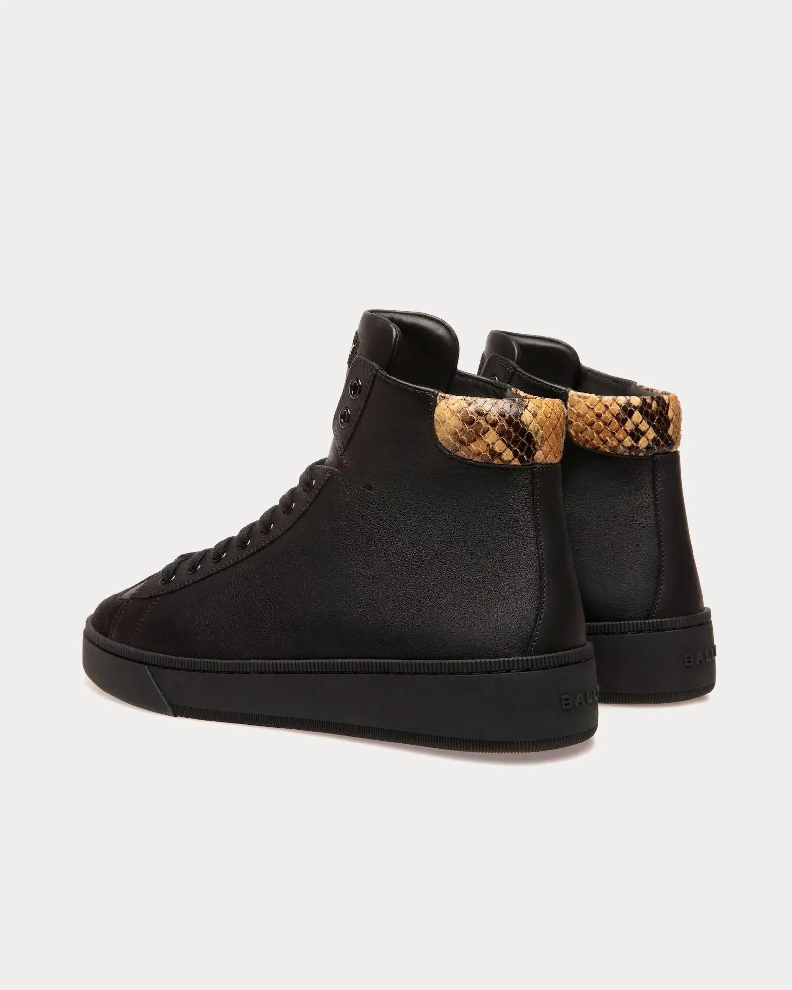 Raise Leather Python Print Black High Top Sneakers