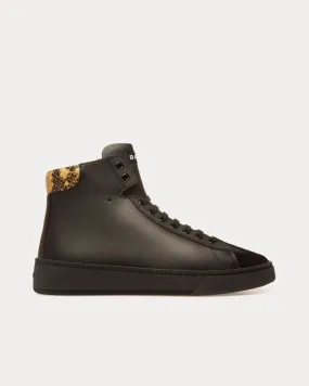 Raise Leather Python Print Black High Top Sneakers
