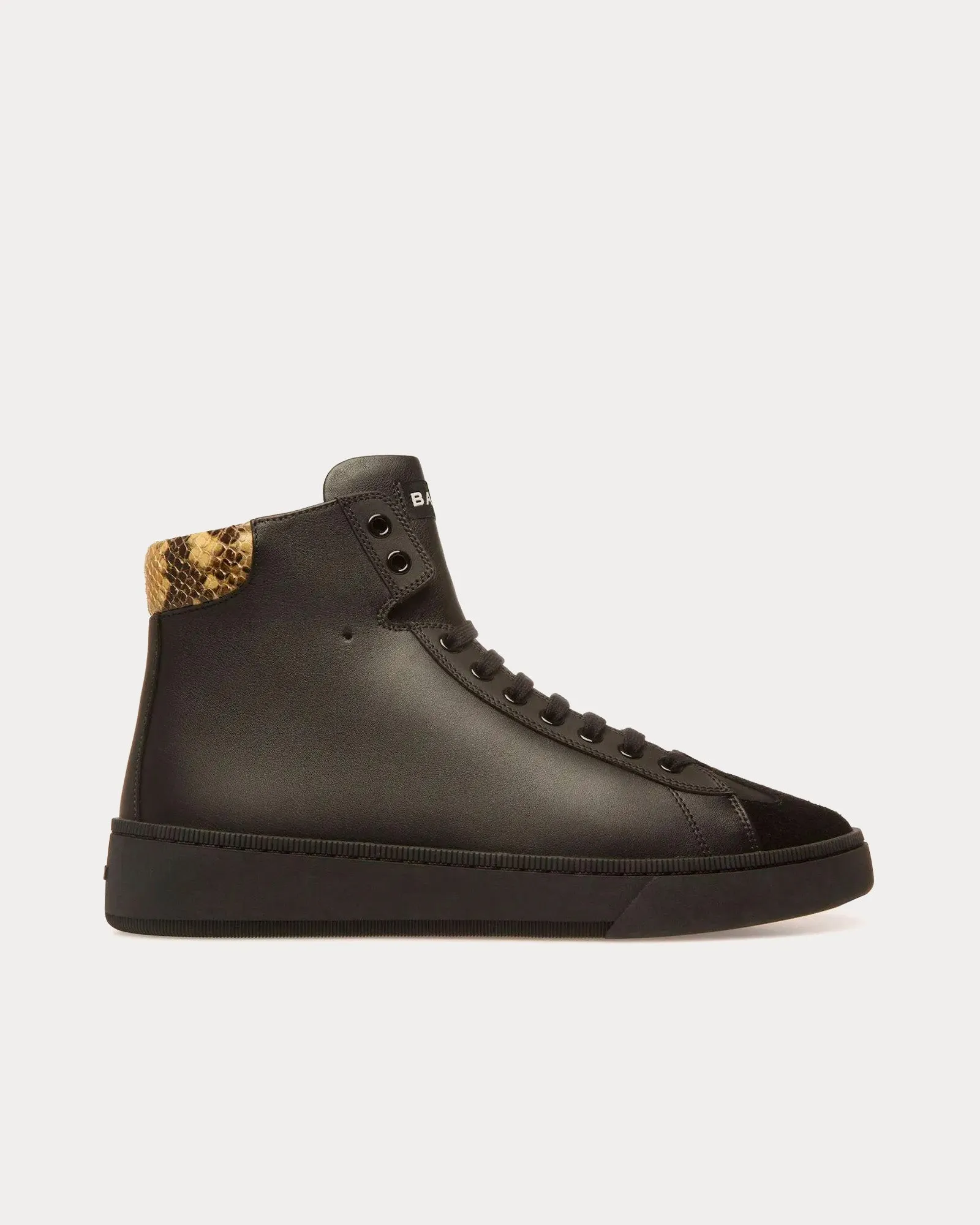Raise Leather Python Print Black High Top Sneakers