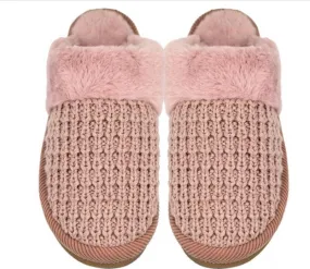 Rose Pink C C Waffle Knit Slippers M/L